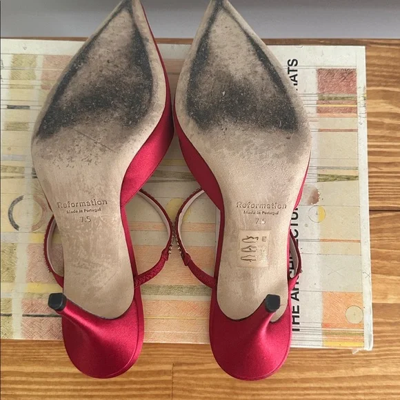 Reformation Satin Heeled Mules - Picture 5 of 8